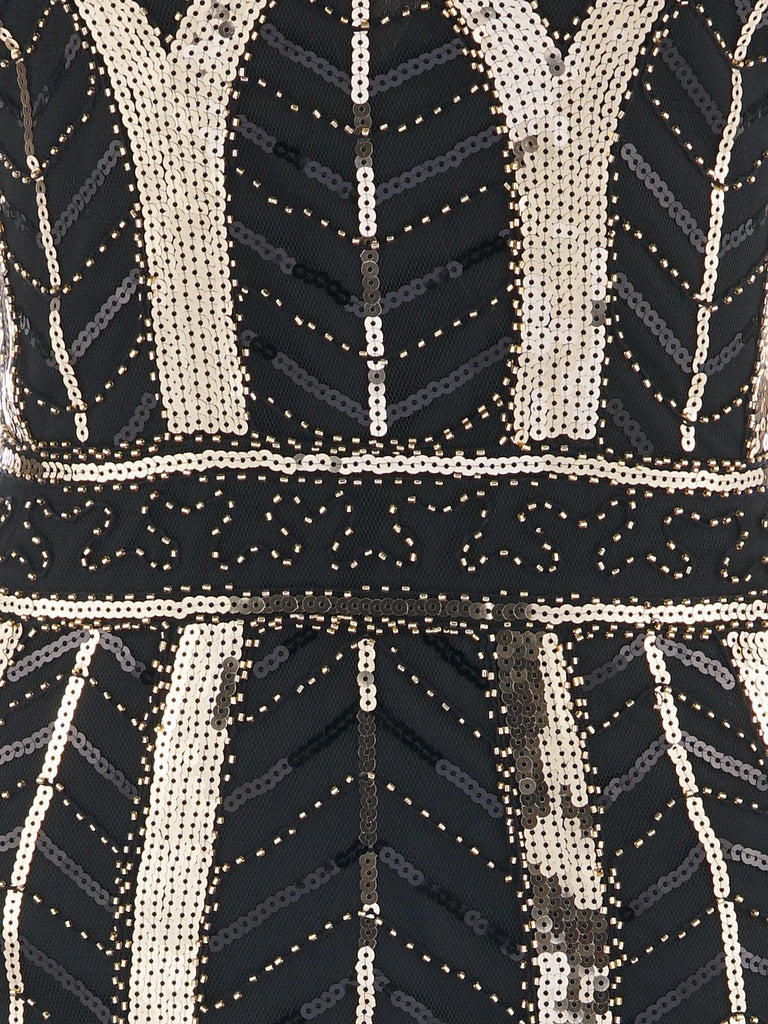 1920s Leaves Sequined Tassel Dress, classic 1920s style elegant retro fashion - Image 9