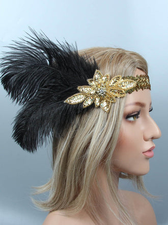 1920s Sequin Feather Flapper Headband: timeless style reimagined