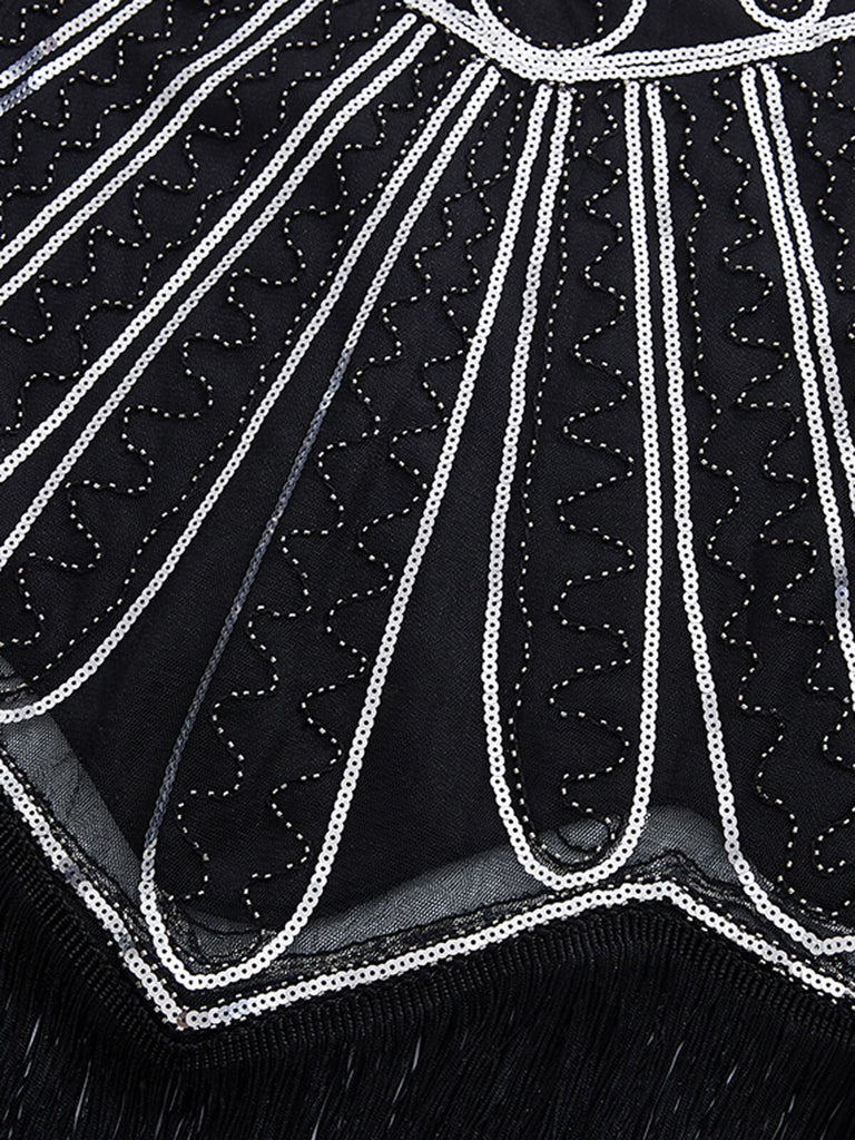 1920s Sequin Fringed Gatsby Dress, classic 1920s style elegant retro fashion - Image 6