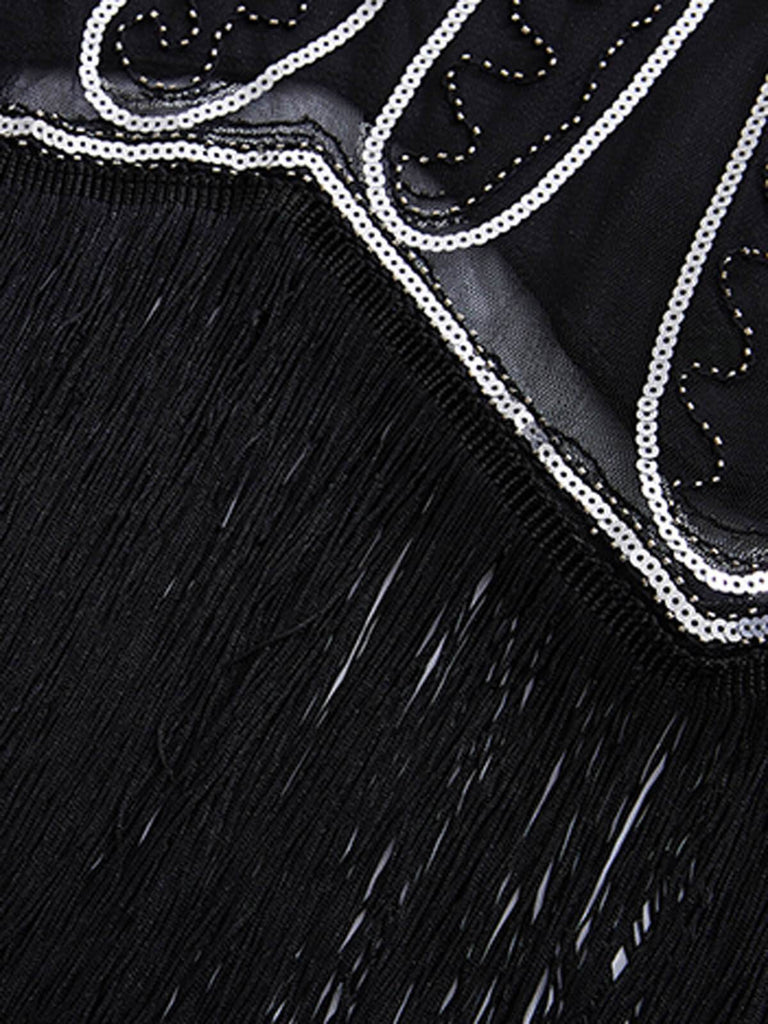 1920s Sequin Fringed Gatsby Dress, classic 1920s style elegant retro fashion - Image 7