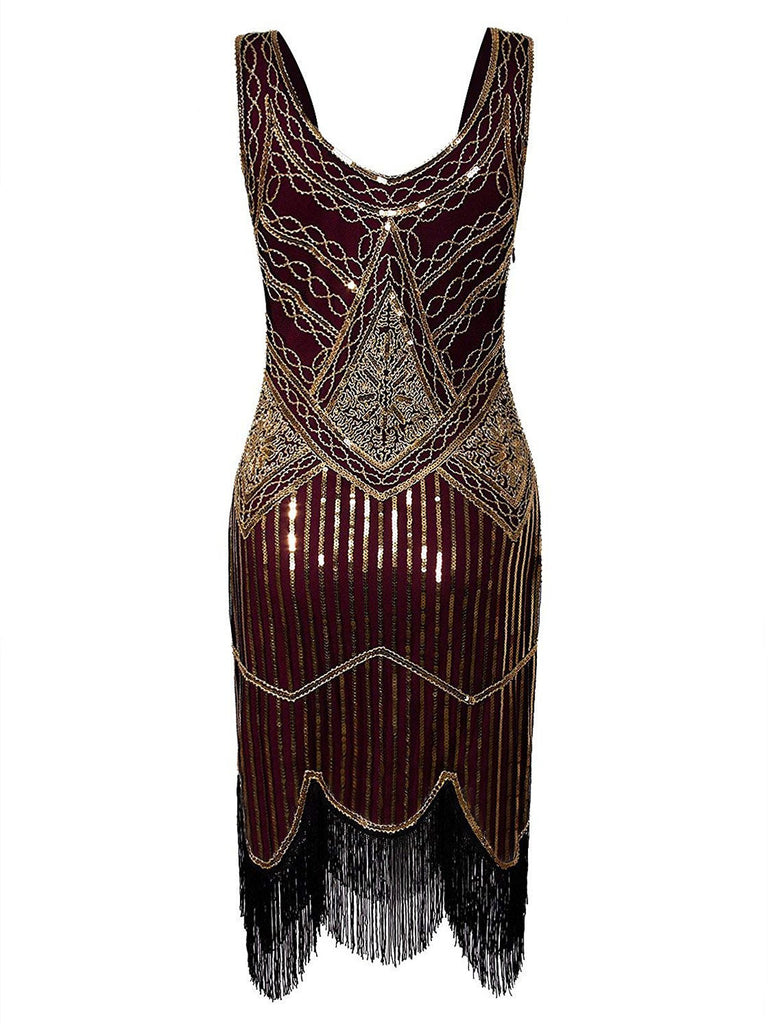 1920s Sequin Fringed Gatsby Dresses, classic 1920s style elegant retro fashion - Image 4