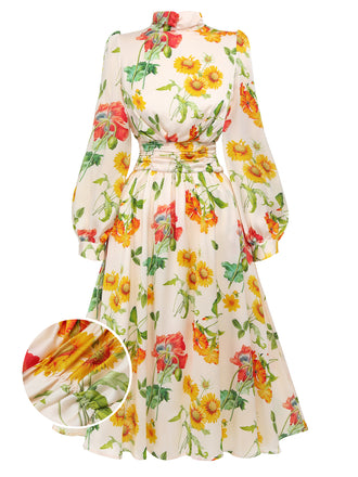 1930s Flower Long Sleeves Swing Dress: timeless style reimagined