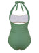Green 1930s Peony Halter One-Piece Swimsuit — vintage elegance for the modern woman