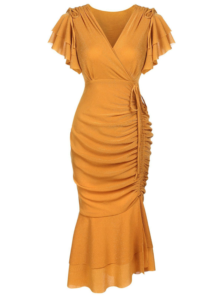 1930s Ruffle Lace-up Fishtail Dress — vintage elegance for the modern woman