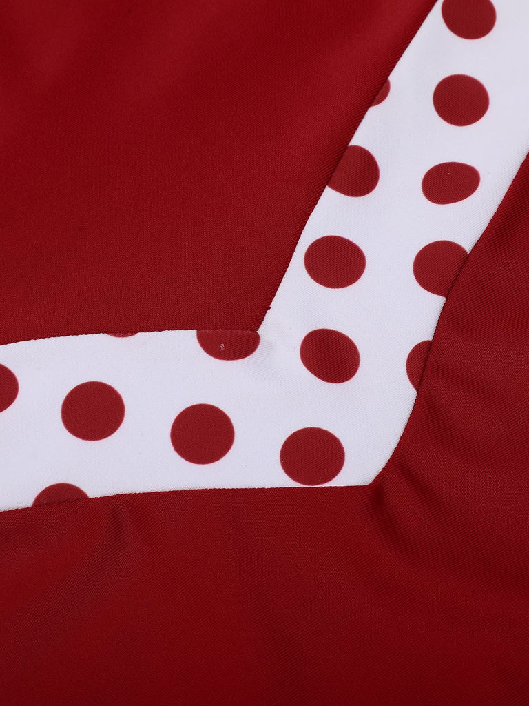 Close-up: 1940s Red 1940s Halter Patchwork One-pie