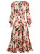 1940s Rose V-Neck Long Sleeves Dress: timeless style reimagined