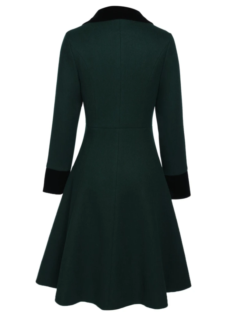 Dark 1940s Solid Button Coat, vintage outerwear, retro jacket - perfect for women who love vintage and retro fashion