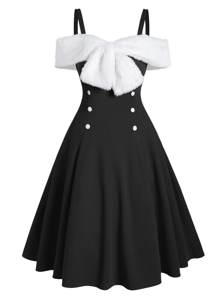 1950s Bow Cold Shoulder Swing Dress: timeless style reimagined