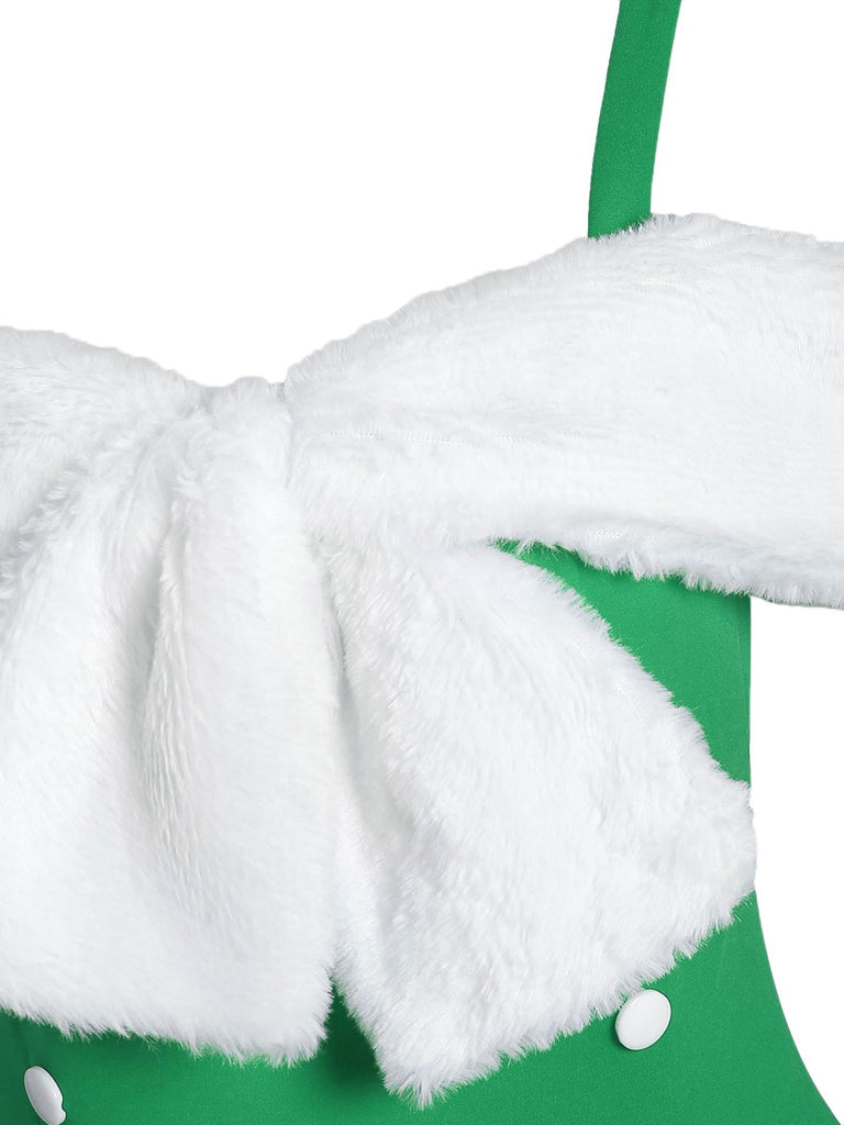 1950s Bow Cold Shoulder Swing Dress, classic 1950s style elegant retro fashion - Image 3