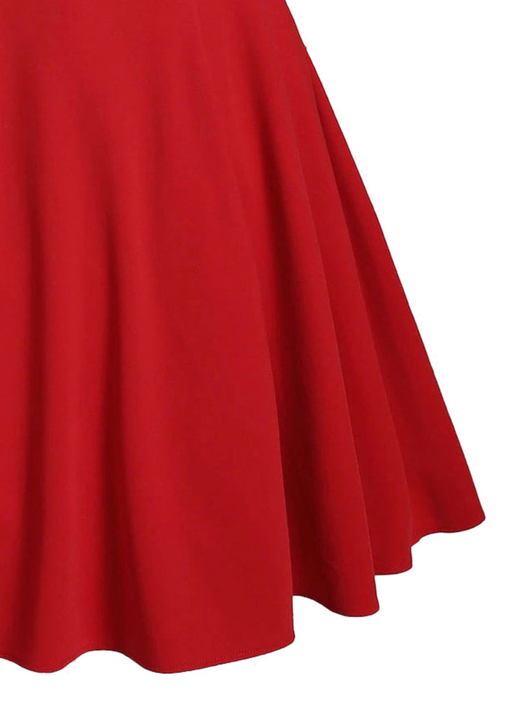 1950s Bow Cold Shoulder Swing Dress, classic 1950s style elegant retro fashion - Image 8