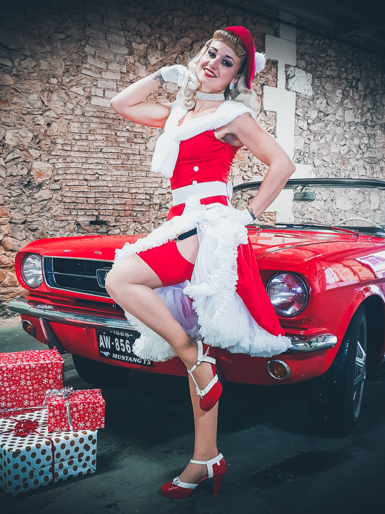 1950s Bow Cold Shoulder Swing Dress, classic 1950s style elegant retro fashion - Image 9