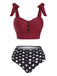 1950s Bowknot Spaghetti Strap Button Bikini: timeless style reimagined