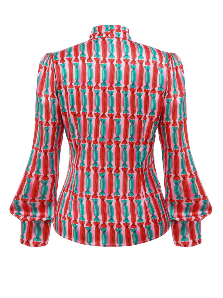 1950s Candy Tie-Up Collar Buttons Blouse — vintage elegance for the modern woman