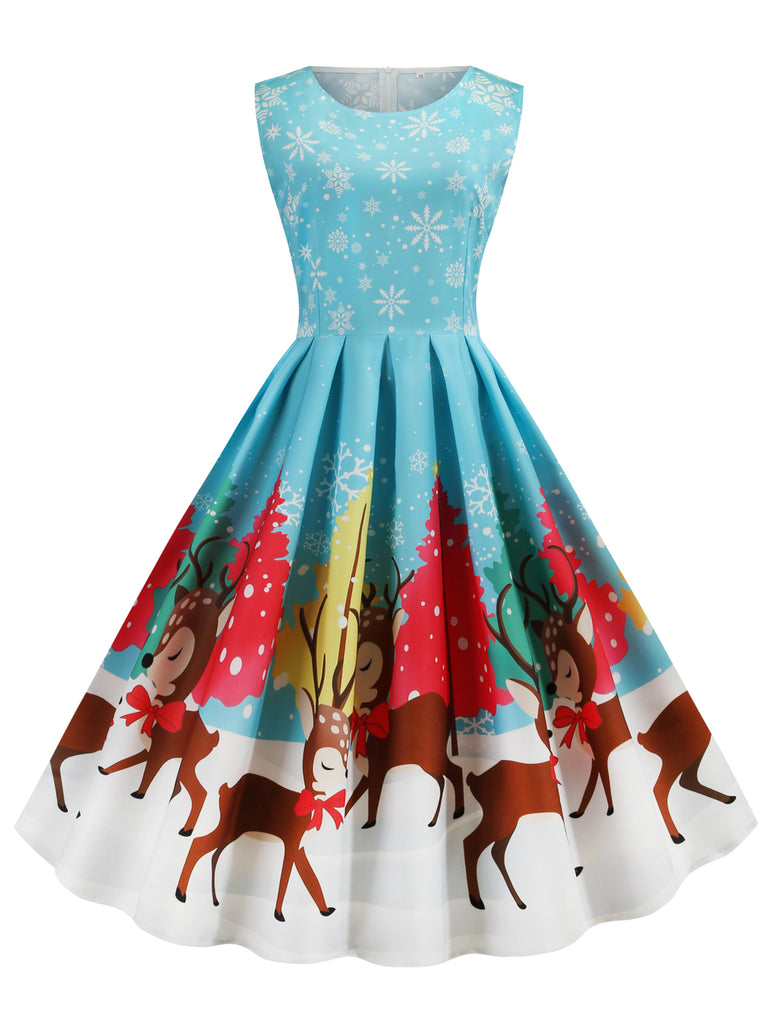 1950s Christmas Deer Swing Dress, classic 1950s style elegant retro fashion - Image 2