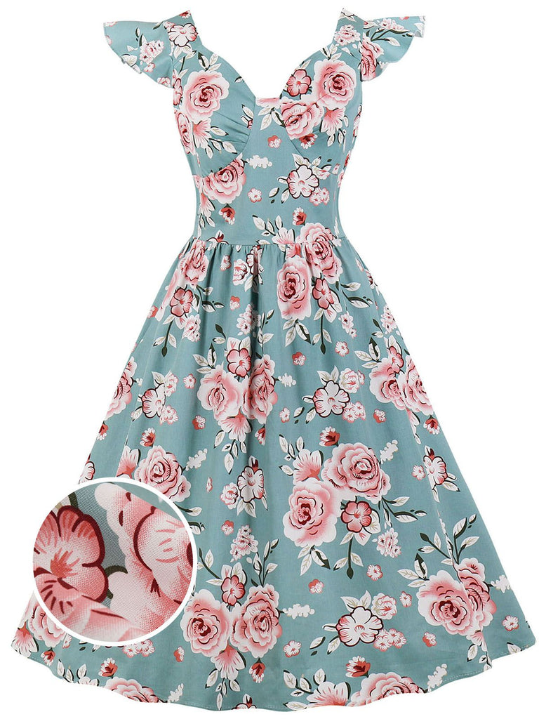 1950s Floral Flare Sleeve Swing Dress — vintage elegance for the modern woman