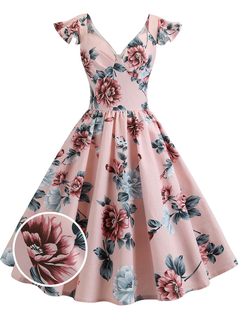 1950s Floral Flare Sleeve Swing Dress — vintage elegance for the modern woman