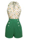Side view: 1950s 1950s Floral Halter Lace-up Vinta