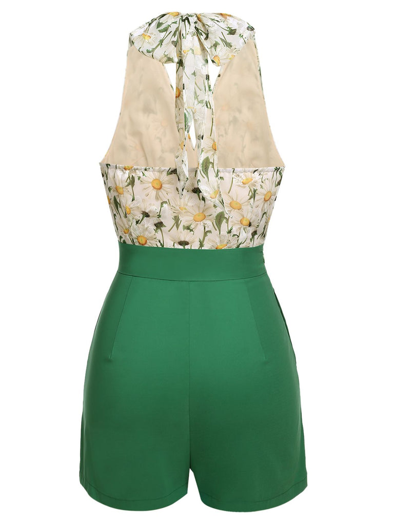 Detail view: 1950s 1950s Floral Halter Lace-up Vin
