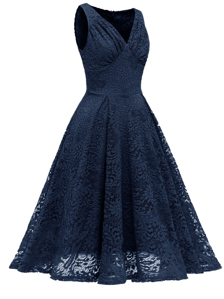 1950s Floral Lace Solid Swing Dress: timeless style reimagined