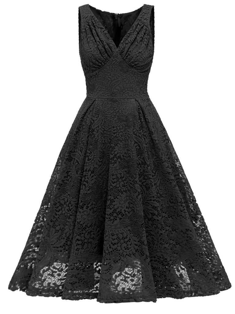 1950s Floral Lace Solid Swing Dress: timeless style reimagined