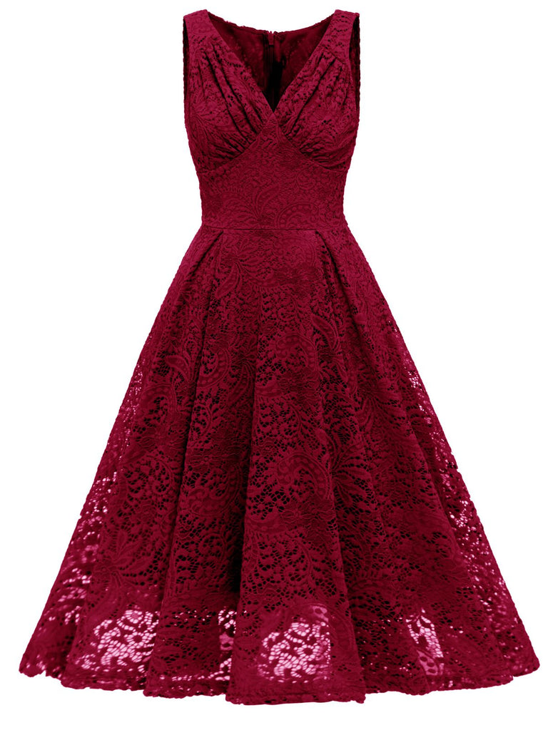 1950s Floral Lace Solid Swing Dress — vintage elegance for the modern woman