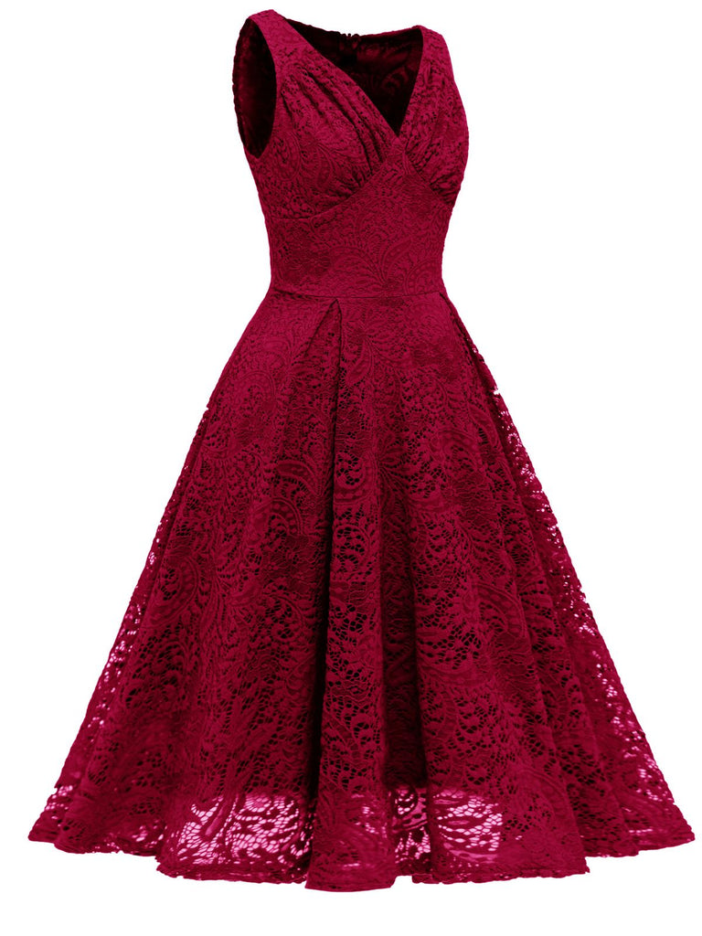 1950s Floral Lace Solid Swing Dress: timeless style reimagined