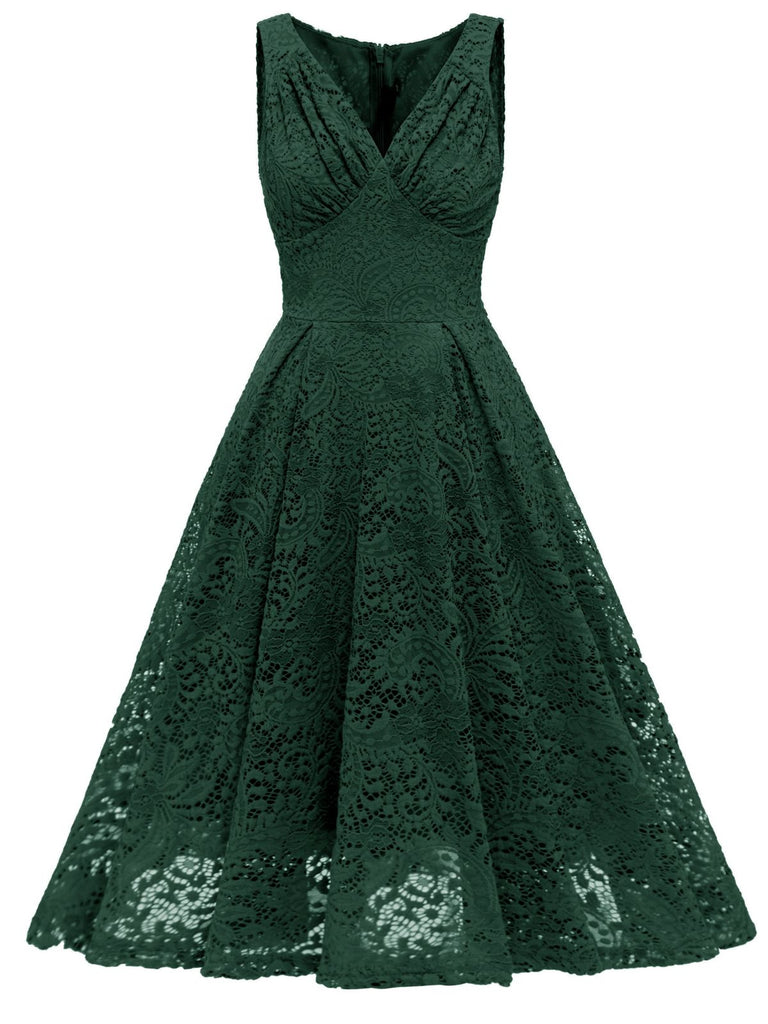1950s Floral Lace Solid Swing Dress: timeless style reimagined