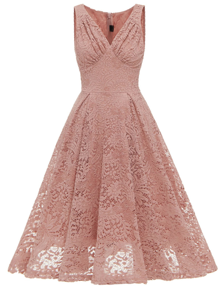 1950s Floral Lace Solid Swing Dress: timeless style reimagined