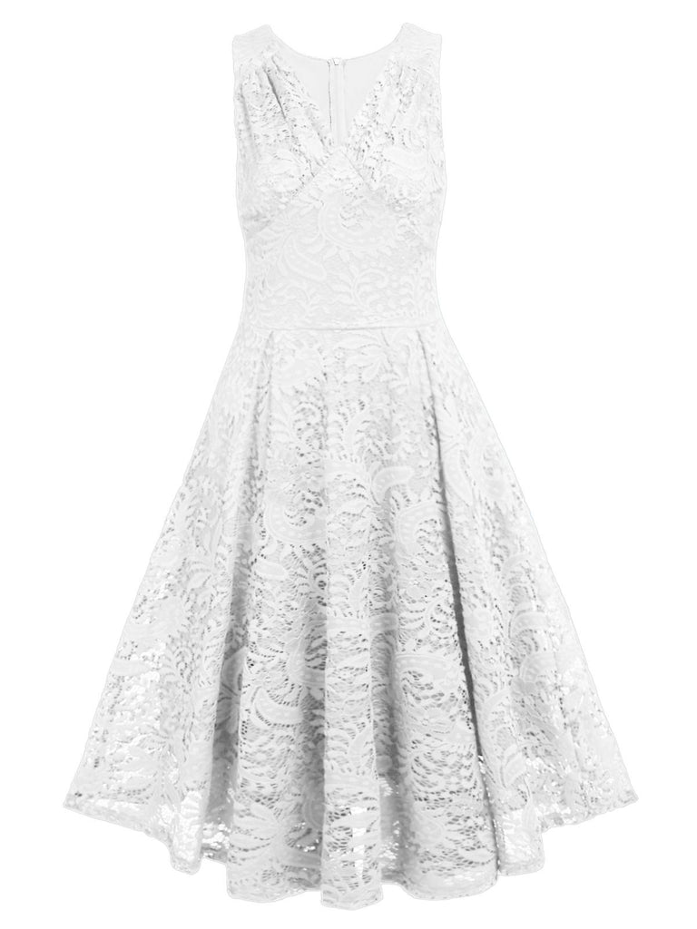 1950s Floral Lace Solid Swing Dress — vintage elegance for the modern woman