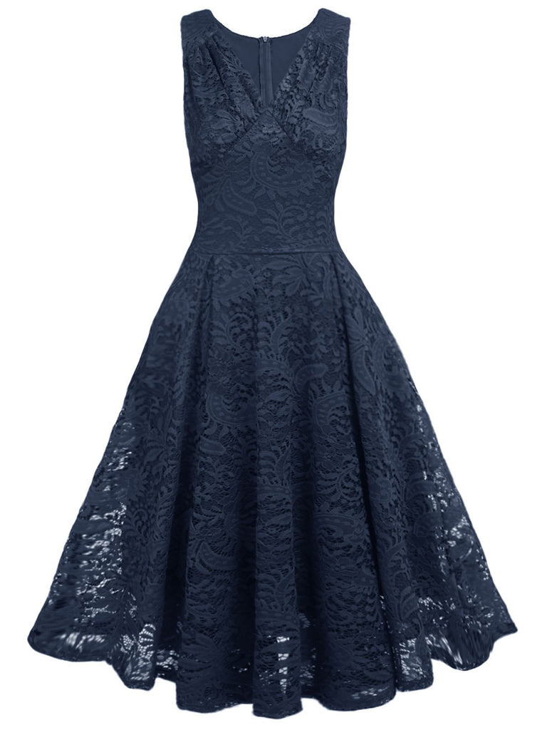 1950s Floral Lace Solid Swing Dress: timeless style reimagined