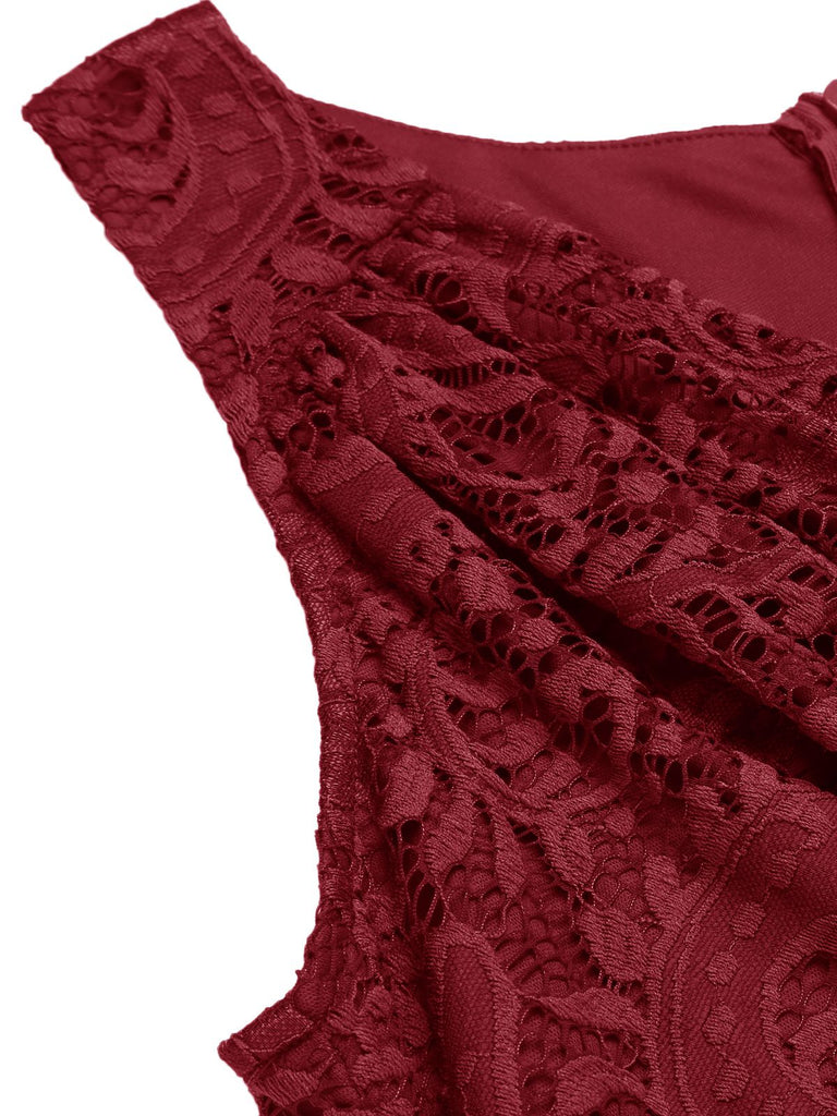 1950s Floral Lace Solid Swing Dress: timeless style reimagined