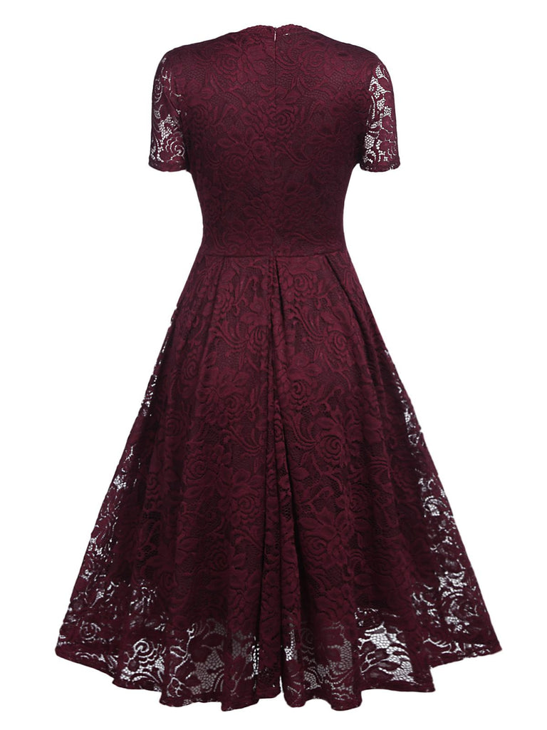 1950s Floral Lace Solid Swing Dress: timeless style reimagined