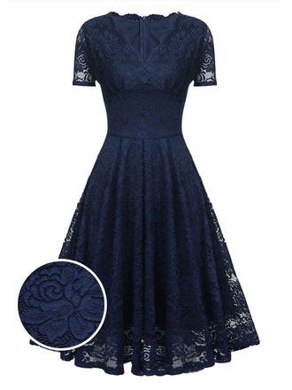 1950s Floral Lace Solid Swing Dress: timeless style reimagined