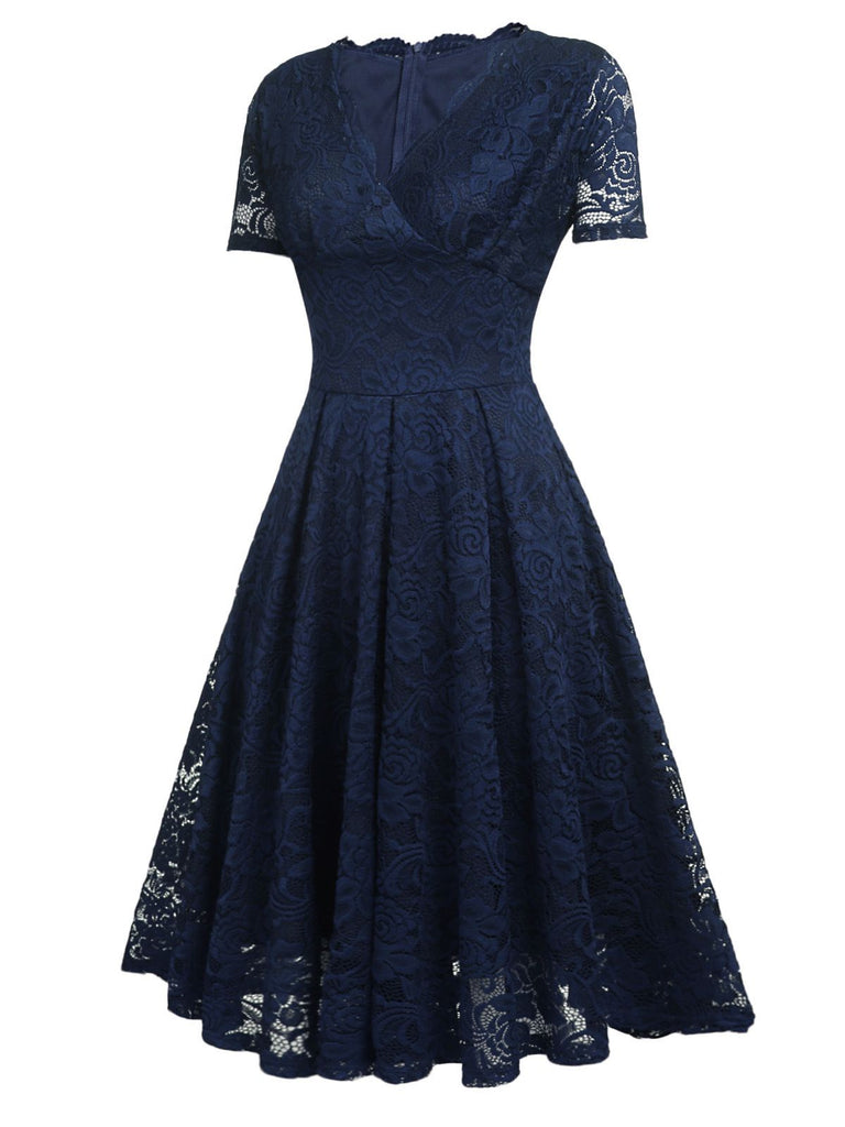 1950s Floral Lace Solid Swing Dress: timeless style reimagined