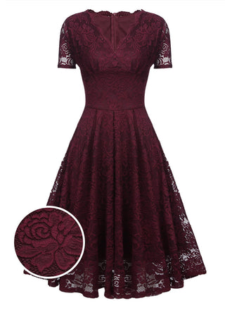 1950s Floral Lace Solid Swing Dress: timeless style reimagined