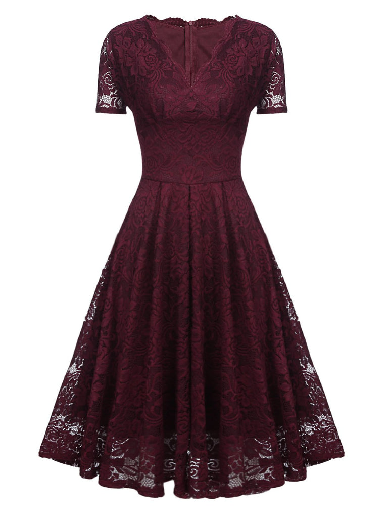 1950s Floral Lace Solid Swing Dress — vintage elegance for the modern woman