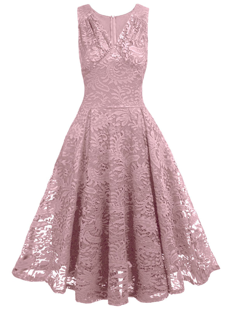 1950s Floral Lace Solid Swing Dress: timeless style reimagined