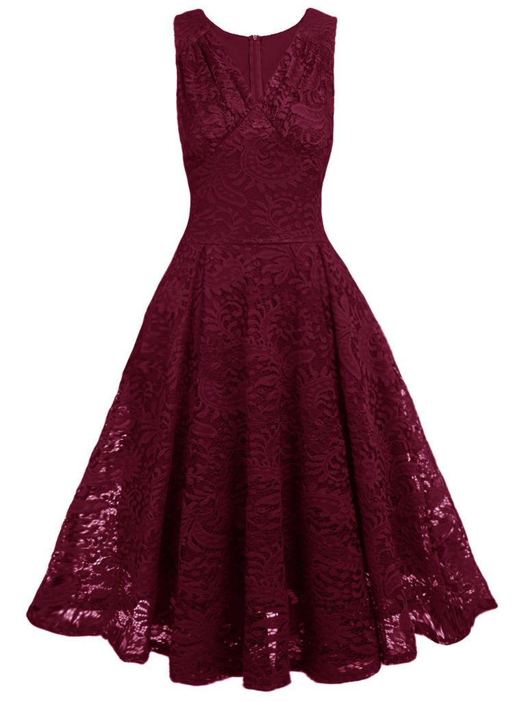 1950s Floral Lace Solid Swing Dress: timeless style reimagined