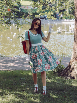 1950s Floral Patchwork Swing Dress: timeless style reimagined
