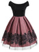 1950s Floral Print Off Shoulder Dress — vintage elegance for the modern woman