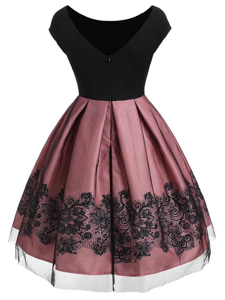 1950s Floral Print Off Shoulder Dress — the kind of 1950s dress that makes strangers smile