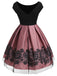 1950s Floral Print Off Shoulder Dress: timeless 1950s beauty