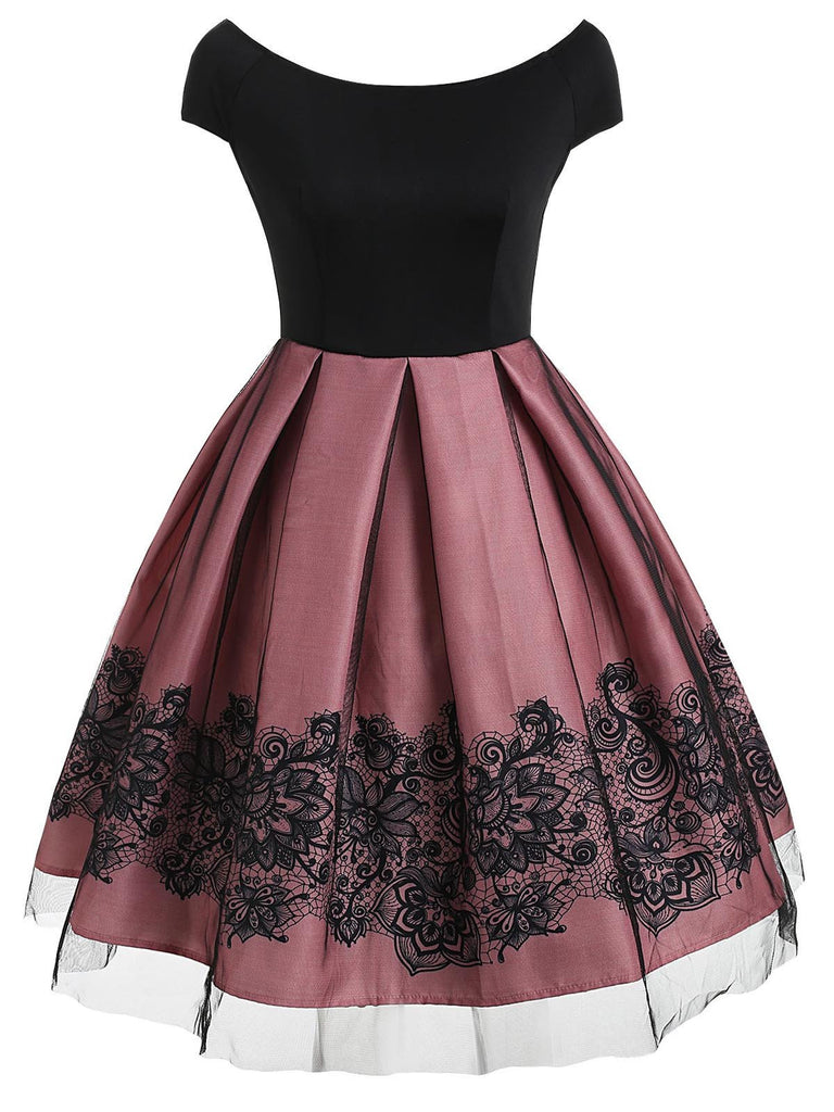 This 1950s Floral Print Off Shoulder Dress wraps her in 1950s elegance, one twirl at a time