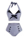 1950s Gingham Halter Bowknot Bikini Set - vintage fashion, retro style