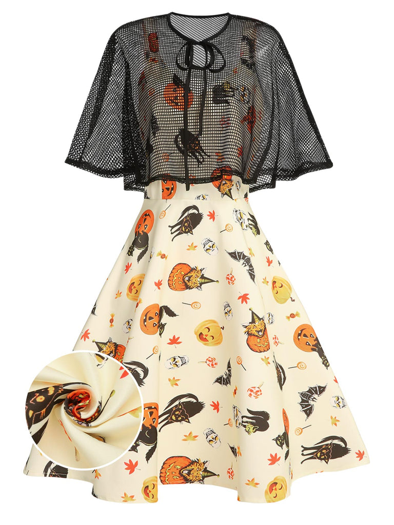 1950s Halloween Cap Costume Dress, classic 1950s style elegant retro fashion - Image 1