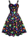 1950s Halloween Colorful Print Strap Dress, vintage dress, retro fashion, rockabilly, pin-up fashion - perfect for women who love vintage and retro fashion