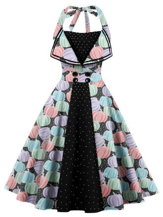 1950s Halter Lace-up Pumpkin Swing Dress: timeless style reimagined