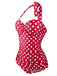 1950s Halter Polka Dot One-Piece Swimsuit, classic 1950s style summer beach collection - Image 2