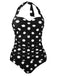 1950s Halter Polka Dot One-Piece Swimsuit, classic 1950s style summer beach collection - Image 3