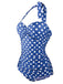 1950s Halter Polka Dot One-Piece Swimsuit, classic 1950s style summer beach collection - Image 7
